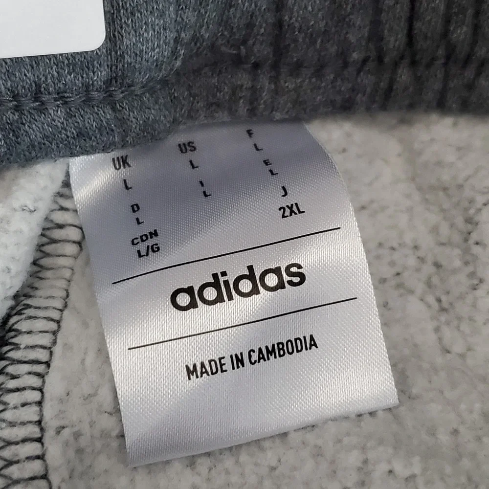 Adidas Men Sweatpants 2XL Gray Tapered Jogger Fleece Logo Activewear 29